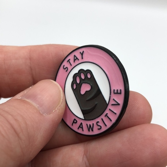 3/$25 “Stay Pawsitive” 🐾 Cute Funny Inspirational Unisex Paw Print Pin - Picture 10 of 13